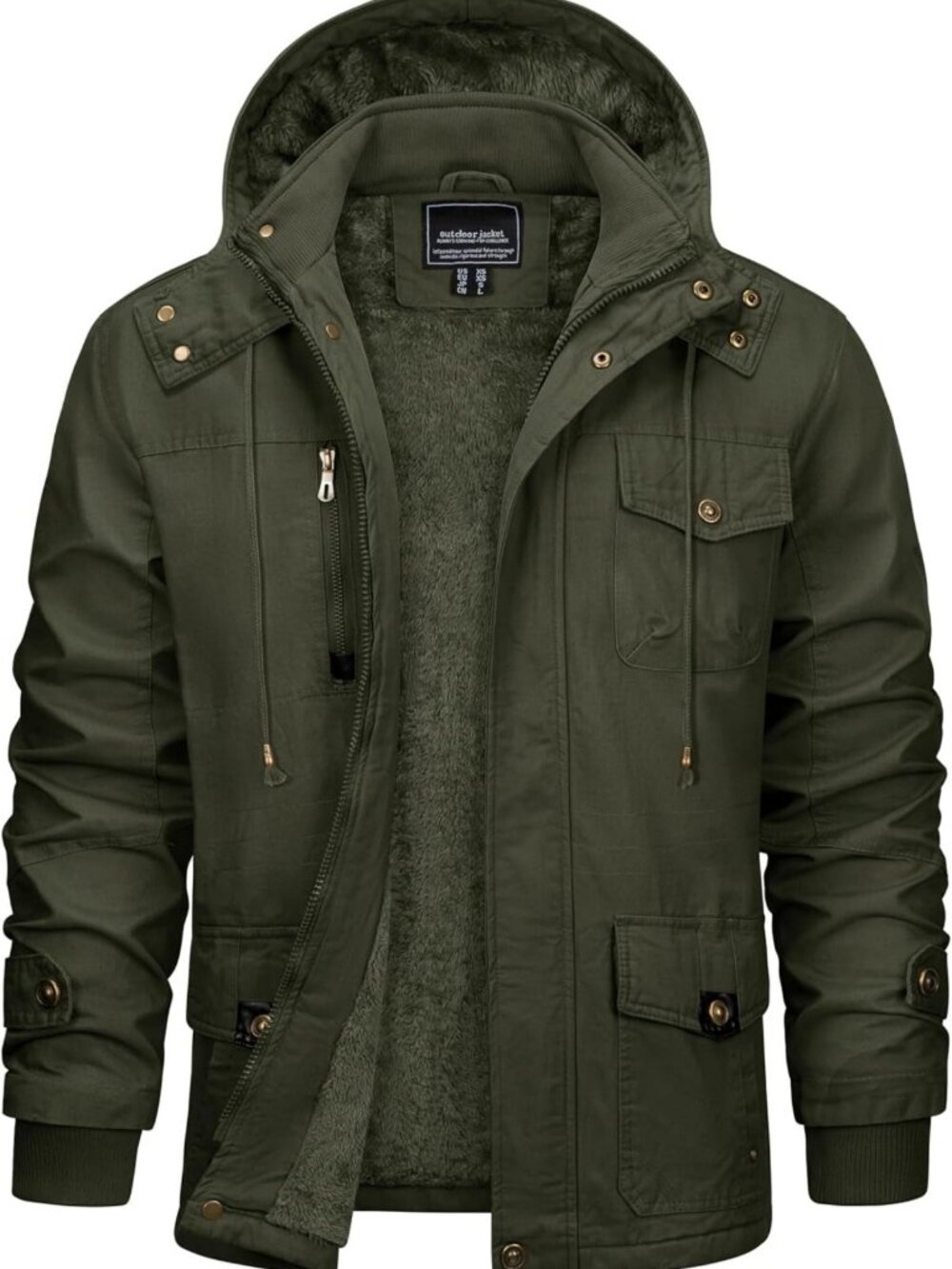 Cozy Men's Fleece Jacket Full Zip Hooded Warm Winter Coat for Cold Weather